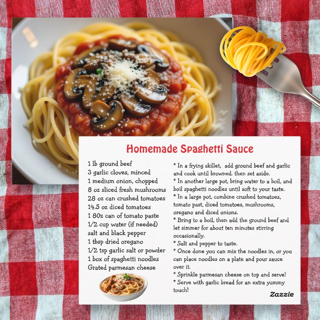 Spaghetti Sauce Recipe Postkarte (Von Creator hochgeladen)