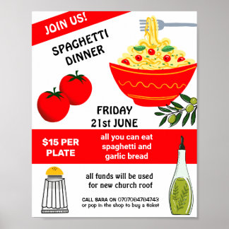 Spaghetti Spag Bowl Fundraising-Event-Poster | Cha Poster