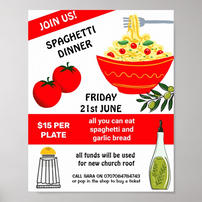 Spaghetti Spag Bowl Fundraising-Event-Poster | Cha Poster (Vorne)