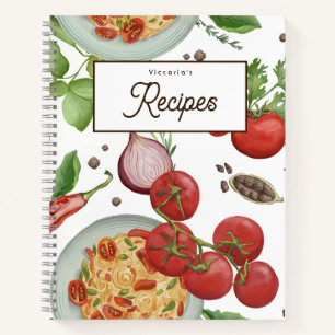 Spaghetti Thema individuell anpassbares Rezept Buc Notizbuch