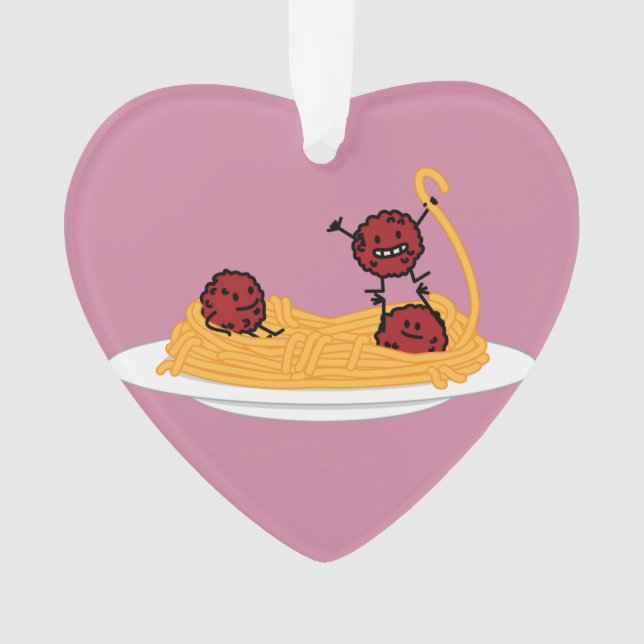 Spaghetti und Fleischbällchen Nudeln italienische  Ornament (Vorderseite)