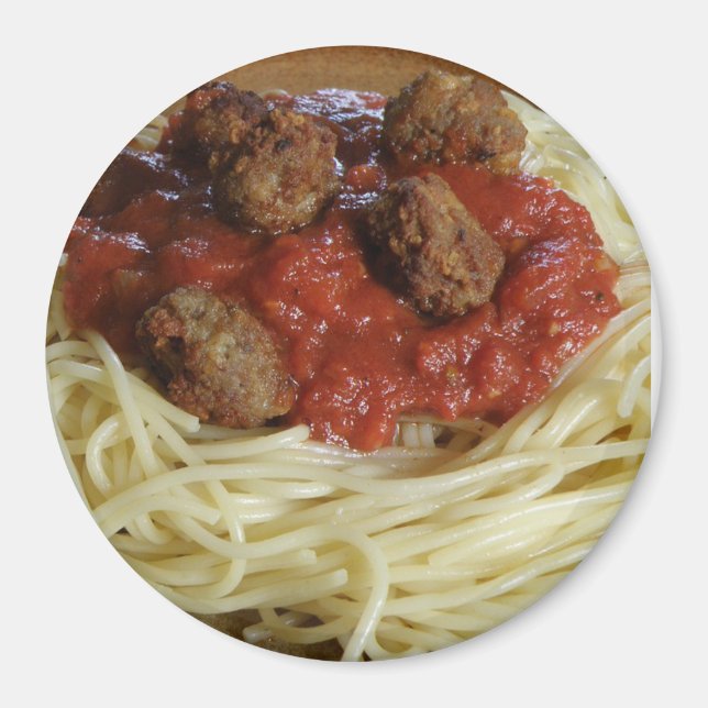 Spaghetti und Meatballs Food Kühlschrank Magnet (Vorne)