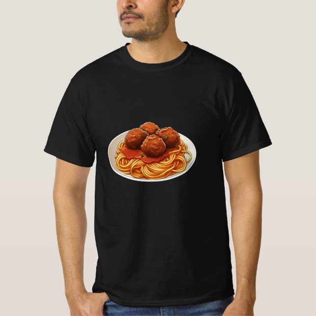 Spaghetti und Meatballs T-Shirt (Vorderseite)