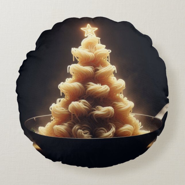 Spaghetti Wonderland Rundes Kissen (Vorderseite)