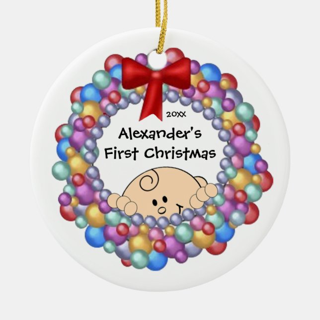 Spähen der ersten Verzierung des Baby-Babys Keramikornament (Vorne)