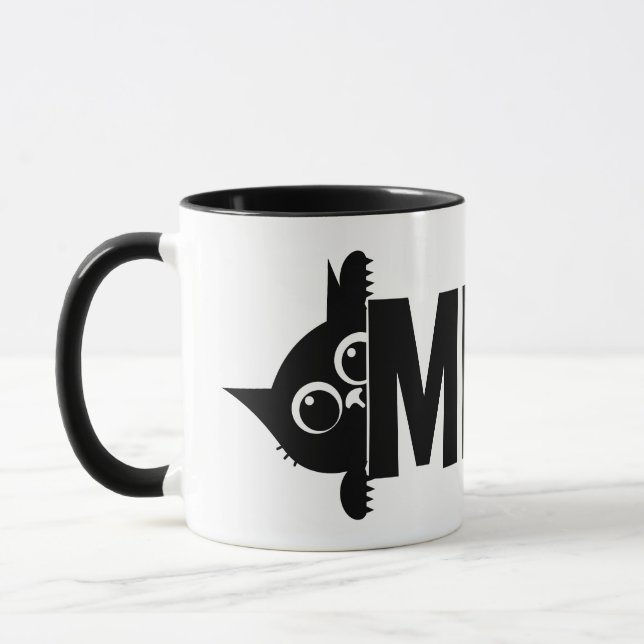 Spähende Katze Miau Design Kaffeetasse (Links)