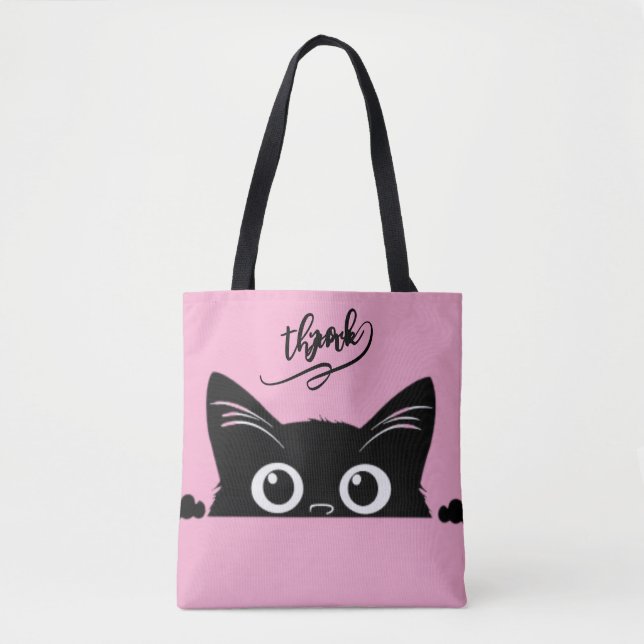 Spähende schwarze Katze (Vorderseite)