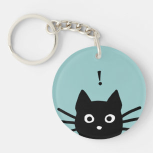 Spähende schwarze Katze mit anpassbarer Farbe und Schlüsselanhänger