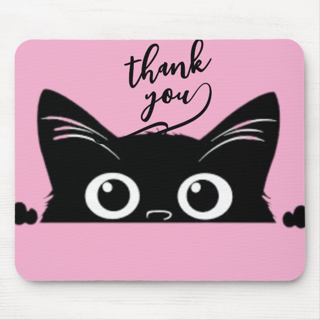 Spähende schwarze Katze Mousepad (Vorne)