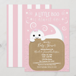 Spähender Geist Rosa Halloween Spuk Baby-Party Einladung