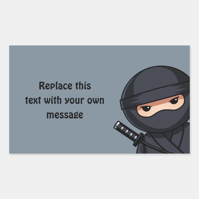 Spähender Ninja auf Grau Rechteckiger Aufkleber (Vorderseite)
