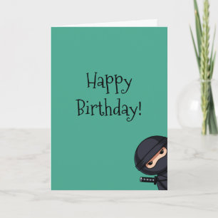Spähender Ninja auf grünem Geburtstag Karte
