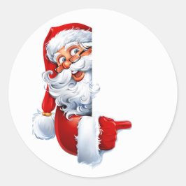 Spähender Weihnachtsmann – Festliche Weihnachtsgra Runder Aufkleber