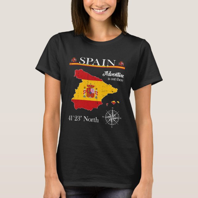 Spain  Adventure Is Out There  España Spanish Flag T-Shirt (Vorderseite)