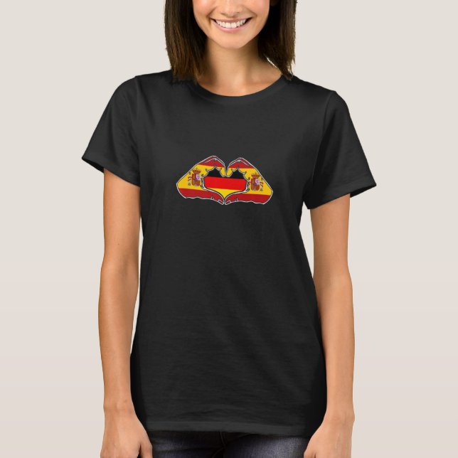 Spain and Germany Heart hand friendship T-Shirt (Vorderseite)