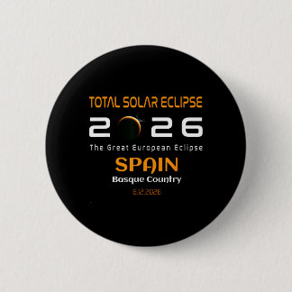 Spain Basque Country Total Solar Eclipse August Button