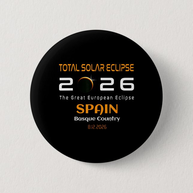 Spain Basque Country Total Solar Eclipse August Button (Vorderseite)