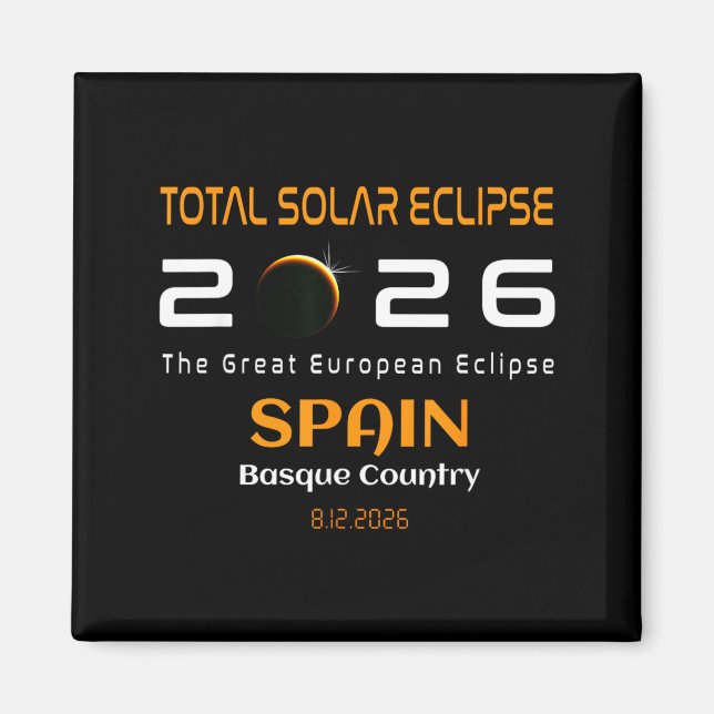 Spain Basque Country Total Solar Eclipse August Magnet (Vorne)