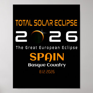Spain Basque Country Total Solar Eclipse August Poster