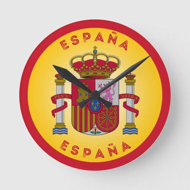 Spain Coat of Arms Circle Shape  Runde Wanduhr (Vorderseite)