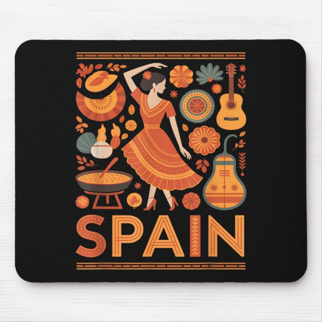 Spain funny spanish culture flamenco guitar paella mousepad (Vorne)