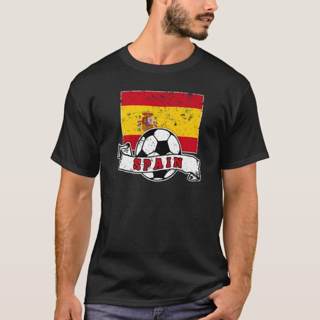 Spain SOCCER BALL AND FLAG DISTRESSED T-Shirt (Vorderseite)