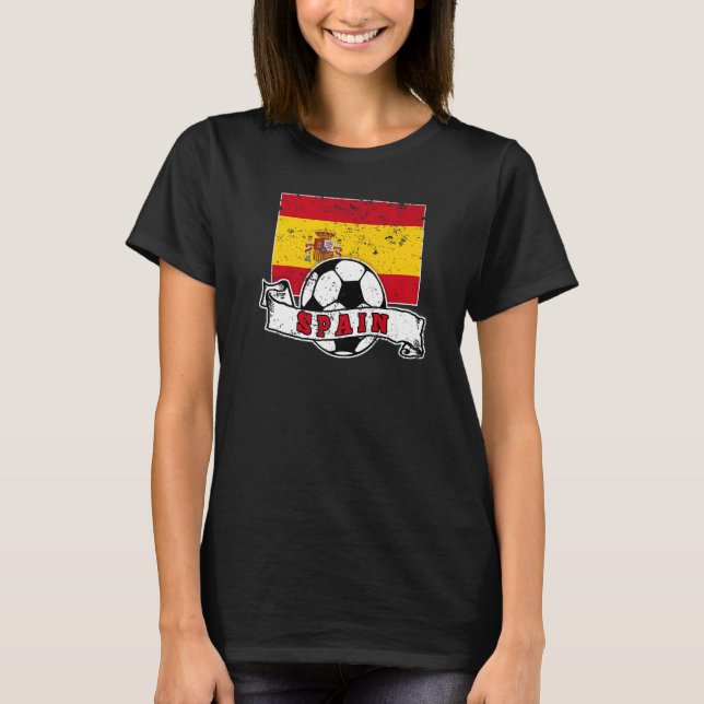 Spain SOCCER BALL AND FLAG DISTRESSED T-Shirt (Vorderseite)