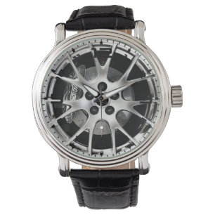 Spalte-Speiche-Rad-und der schwarzen Bremsmänner Armbanduhr