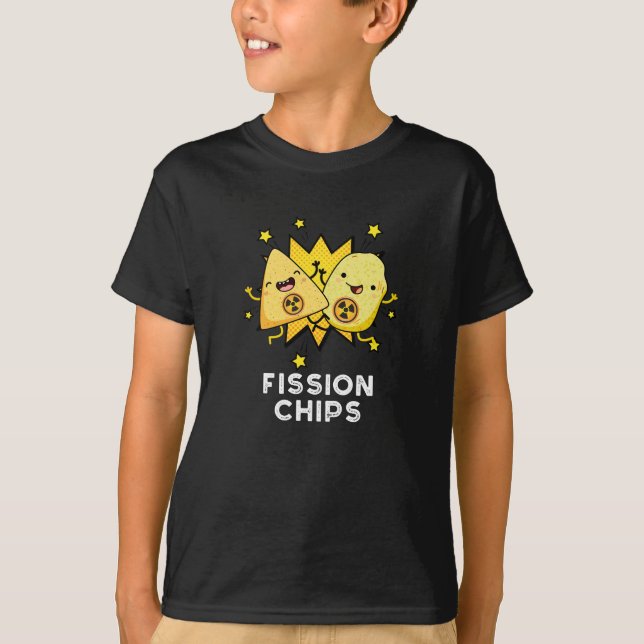 Spaltung Chips Funny Physical Food Pun Dark BG T-Shirt (Vorderseite)