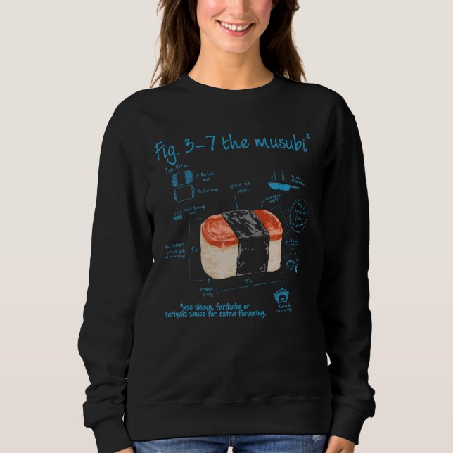 Spam Musubi Food Instruction Diagram Japanese Hawa Sweatshirt (Vorderseite)