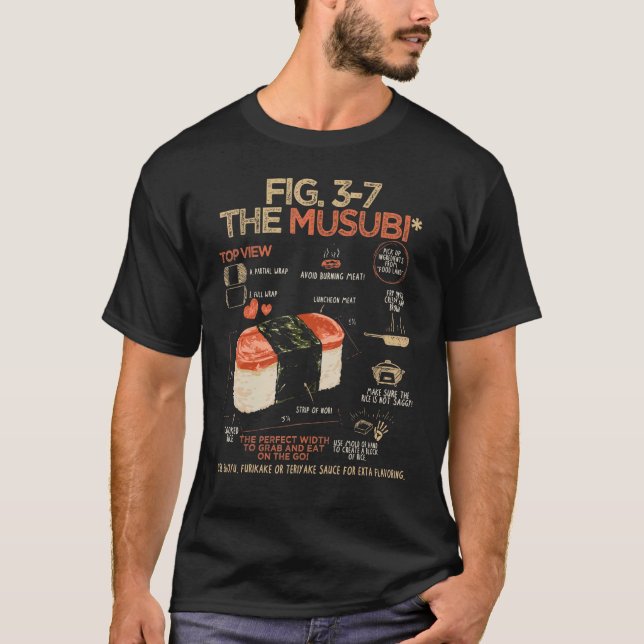 Spam Musubi Food Instruction Diagram Japanese Hawa T-Shirt (Vorderseite)