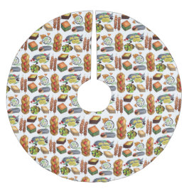 Spanakopita Moussaka Baklava Griechisch Food Print Polyester Weihnachtsbaumdecke