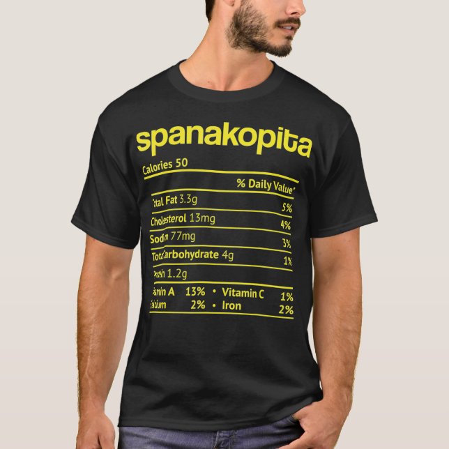 Spanakopita Nutrition Fact Funny Erntedank Chri T-Shirt (Vorderseite)