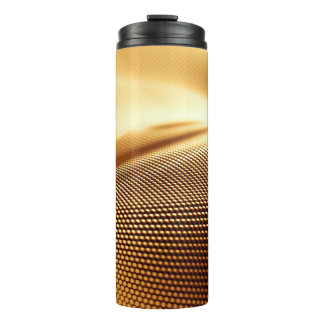Spandrapery luxuriöser goldener Hintergrund. 3D-Kr Thermosbecher