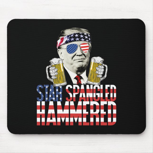 Spangled Hammered Präsident Donald Trump Beer Lieb Mousepad (Vorne)