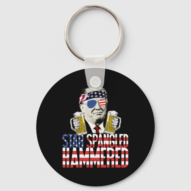 Spangled Hammered Präsident Donald Trump Beer Lieb Schlüsselanhänger (Vorderseite)