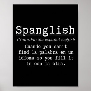Spanglish-Definition Lustiger Spanischlehrer Bilin Poster