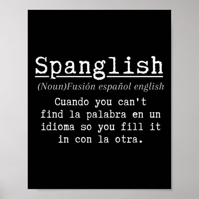 Spanglish-Definition Lustiger Spanischlehrer Bilin Poster (Vorne)