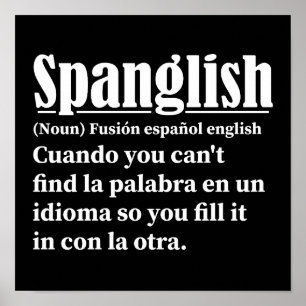 Spanglish Funny Definition Spanisch Englisch Poster