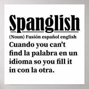 Spanglish Funny Definition Spanisch Englisch Poster