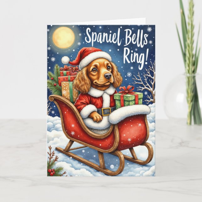 Spaniel Bells Ring - Cocker Spaniel Weihnachten Karte (Vorderseite)
