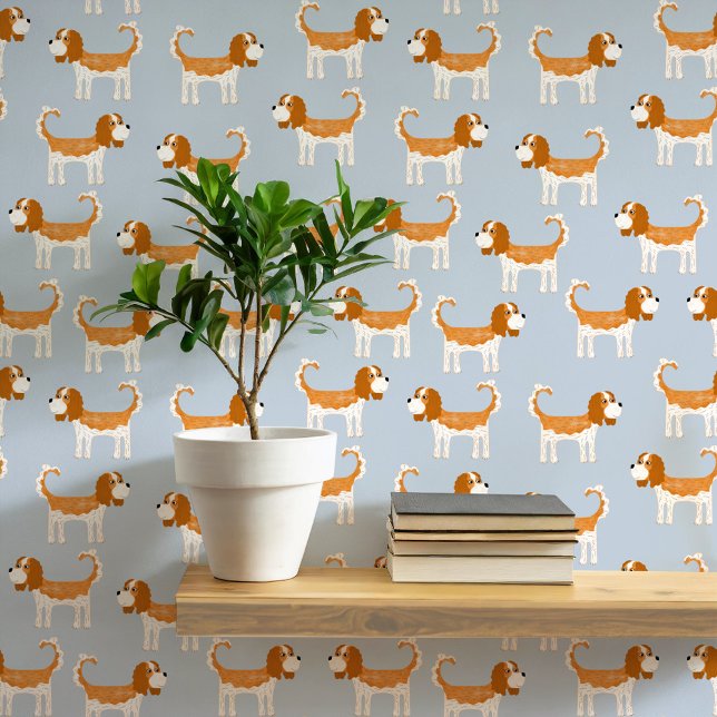Spaniel Dog Pattern Tapete (Fun Cavalier King Charles Spaniel dog wallpaper)