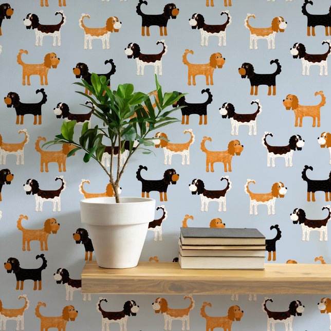 Spaniel Dog Pattern Tapete (Cute Cavalier King Charles Spaniel dog peel and stick wallpaper)
