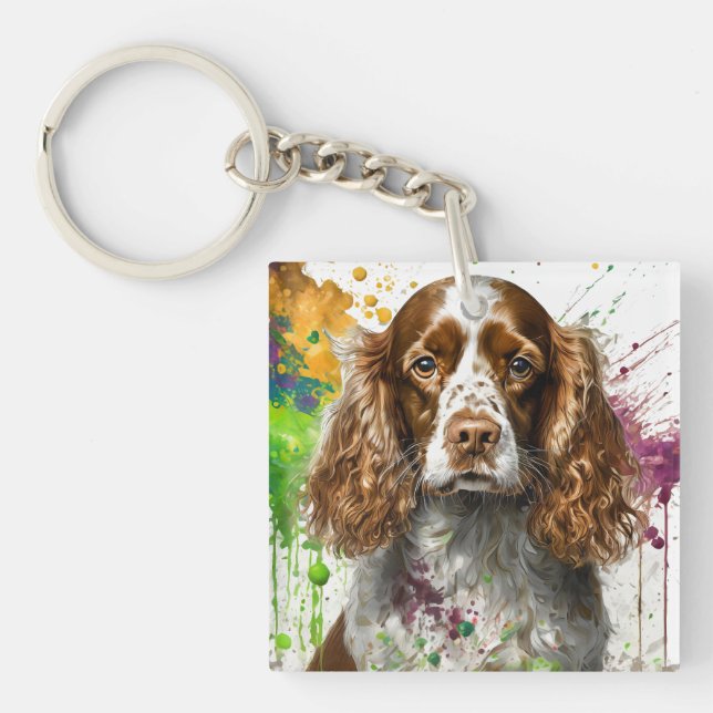 Spaniel Dog Schlüsselanhänger (Vorderseite)