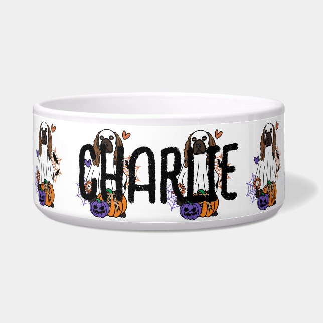 Spaniel Halloween Ghost Dog Napf (Vorderseite)