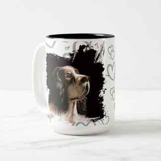 Spaniel-Hund-Liebe-Tasse Zweifarbige Tasse