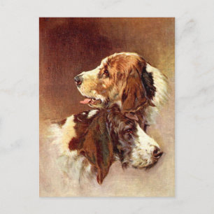 Spaniel-Hunde Vintage-Kunst-Design Postkarte