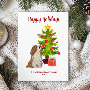 Spaniel-Hundefamilien-Weihnachten Feiertagskarte