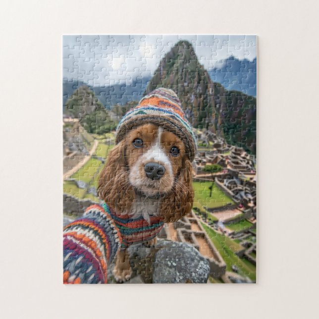 Spaniel im Pullover Machu Picchu Puzzle (Vertikal)