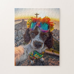 Spaniel-Karnevalsblick auf Rio Puzzle